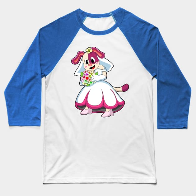 Dog as Bride with Wedding dress & Flowers Baseball T-Shirt by Markus Schnabel